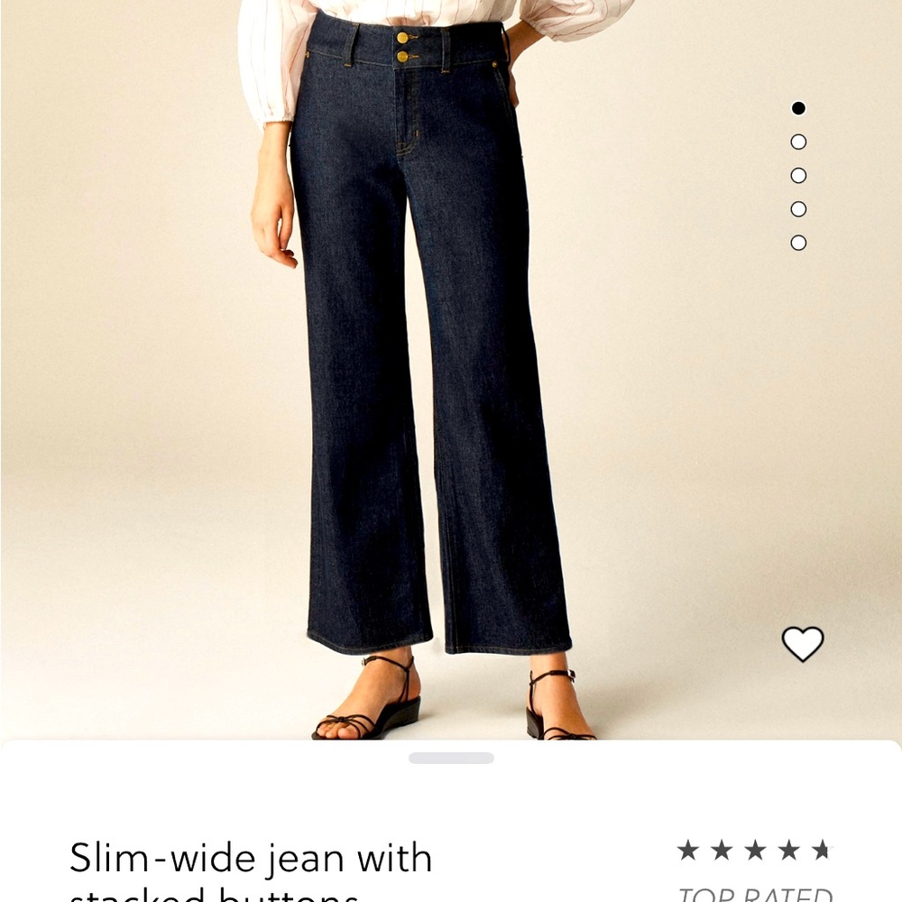 NWT! J.Crew Slim Wide Leg Jean Stacked Buttons Rinse Wash Size 24